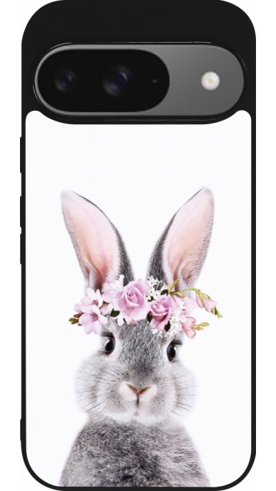 Coque Google Pixel 9 / Pixel 9 Pro - Silicone rigide noir Easter 2023 flower bunny