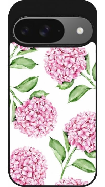 Coque Google Pixel 9 / Pixel 9 Pro - Silicone rigide noir Easter 2024 pink flowers