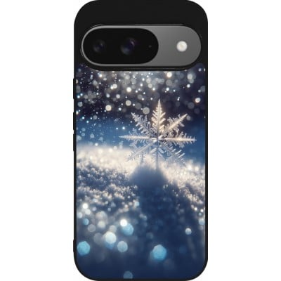 Coque Google Pixel 9 / Pixel 9 Pro - Silicone rigide noir Flocon Solaire Éclat