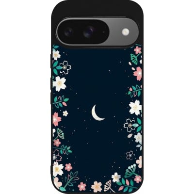 Coque Google Pixel 9 / Pixel 9 Pro - Silicone rigide noir Flowers space