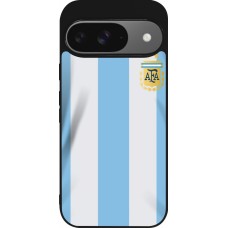 Coque Google Pixel 9 / Pixel 9 Pro - Silicone rigide noir Maillot de football Argentine 2022 personnalisable