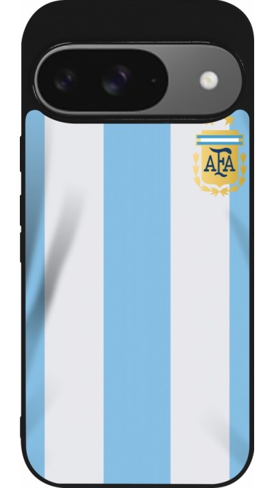 Coque Google Pixel 9 / Pixel 9 Pro - Silicone rigide noir Maillot de football Argentine 2022 personnalisable