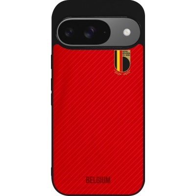 Coque Google Pixel 9 / Pixel 9 Pro - Silicone rigide noir Maillot de football Belgique 2022 personnalisable