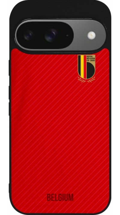 Coque Google Pixel 9 / Pixel 9 Pro - Silicone rigide noir Maillot de football Belgique 2022 personnalisable