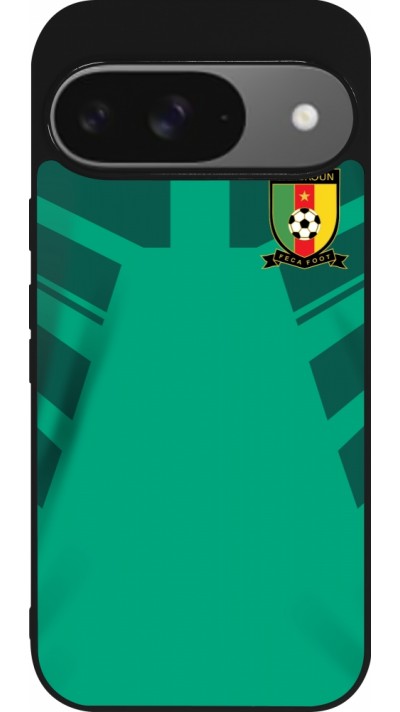 Coque Google Pixel 9 / Pixel 9 Pro - Silicone rigide noir Maillot de football Cameroun 2022 personnalisable