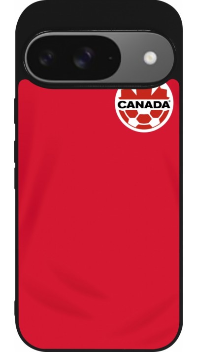 Coque Google Pixel 9 / Pixel 9 Pro - Silicone rigide noir Maillot de football Canada 2022 personnalisable