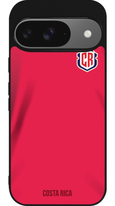 Coque Google Pixel 9 / Pixel 9 Pro - Silicone rigide noir Maillot de football Costa Rica 2022 personnalisable