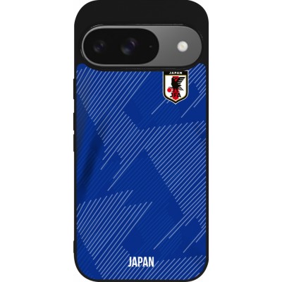 Coque Google Pixel 9 / Pixel 9 Pro - Silicone rigide noir Maillot de football Japon 2022 personnalisable