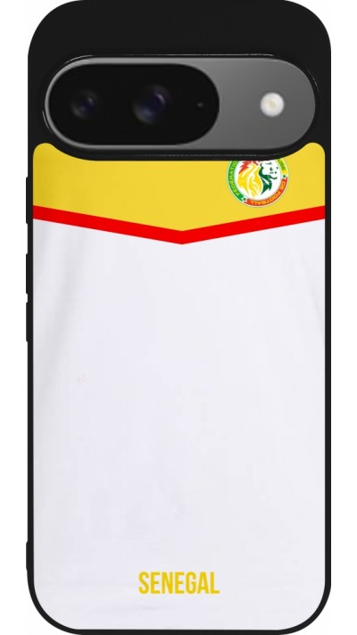 Coque Google Pixel 9 / Pixel 9 Pro - Silicone rigide noir Maillot de football Senegal 2022 personnalisable