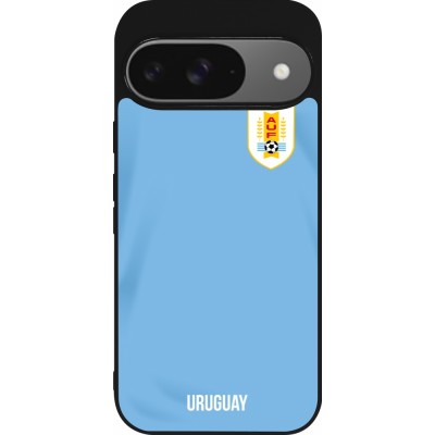 Coque Google Pixel 9 / Pixel 9 Pro - Silicone rigide noir Maillot de football Uruguay 2022 personnalisable