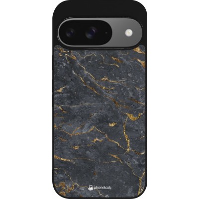 Coque Google Pixel 9 / Pixel 9 Pro - Silicone rigide noir Grey Gold Marble