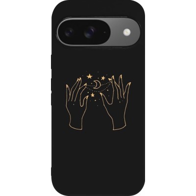 Coque Google Pixel 9 / Pixel 9 Pro - Silicone rigide noir Grey magic hands