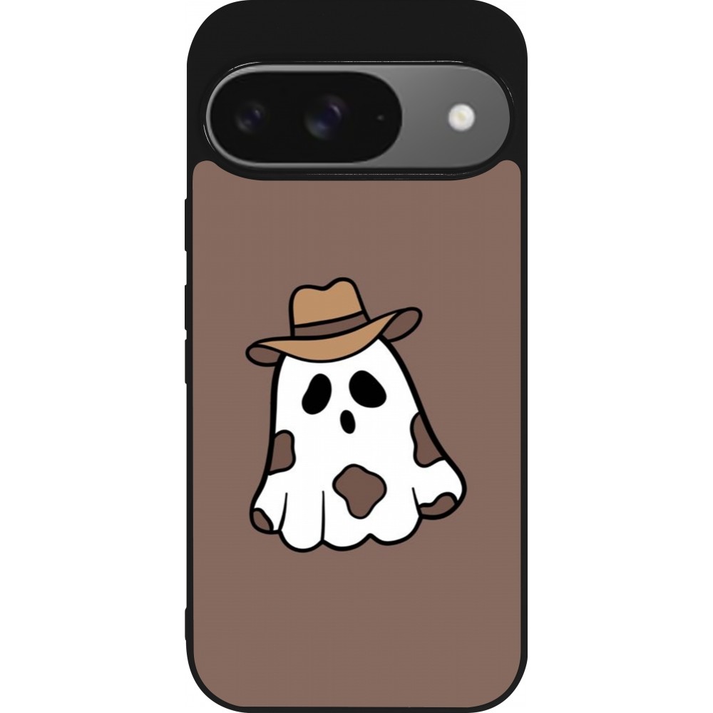 Coque Google Pixel 9 / Pixel 9 Pro - Silicone rigide noir Halloween 2024 cowboy ghost