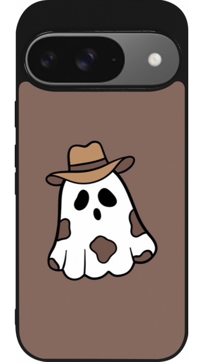 Coque Google Pixel 9 / Pixel 9 Pro - Silicone rigide noir Halloween 2024 cowboy ghost