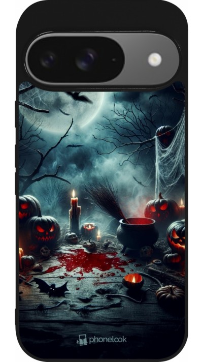 Coque Google Pixel 9 / Pixel 9 Pro - Silicone rigide noir Halloween 2024 Dark Moon