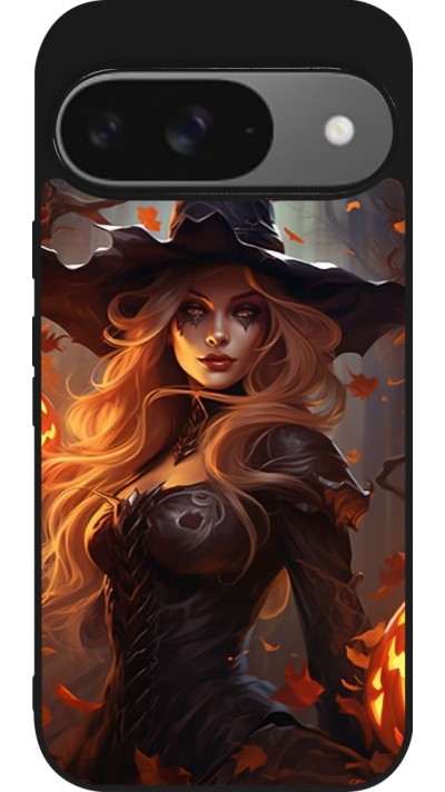 Coque Google Pixel 9 / Pixel 9 Pro - Silicone rigide noir Halloween 2024 sexy witch