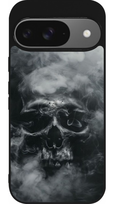 Coque Google Pixel 9 / Pixel 9 Pro - Silicone rigide noir Halloween 2024 smoky skull