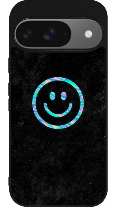 Coque Google Pixel 9 / Pixel 9 Pro - Silicone rigide noir Happy smiely irisé