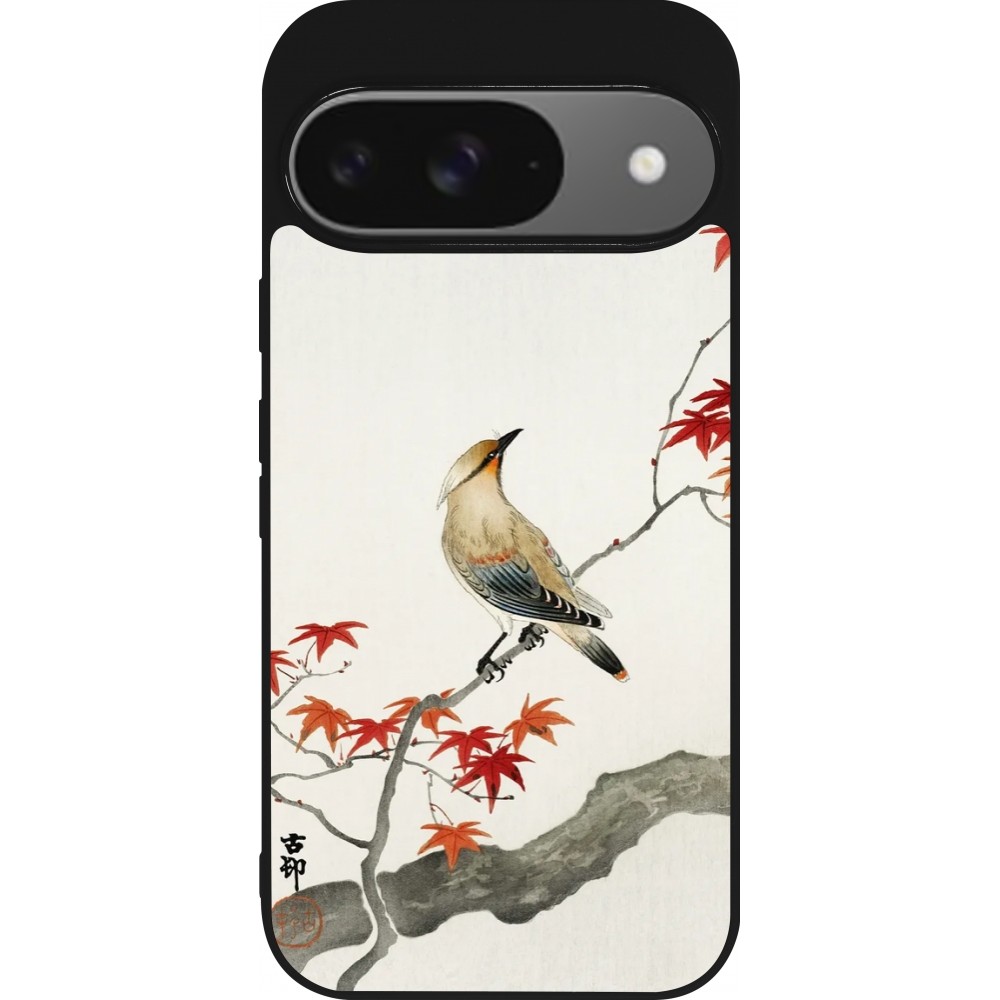 Coque Google Pixel 9 / Pixel 9 Pro - Silicone rigide noir Japanese Bird