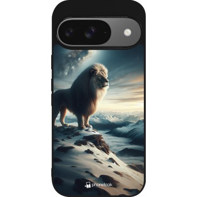 Coque Google Pixel 9 / Pixel 9 Pro - Silicone rigide noir Le lion blanc