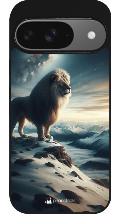 Coque Google Pixel 9 / Pixel 9 Pro - Silicone rigide noir Le lion blanc