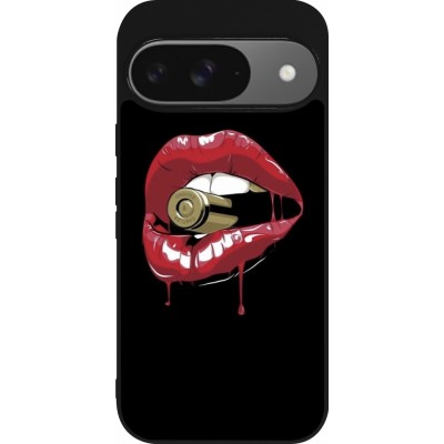 Coque Google Pixel 9 / Pixel 9 Pro - Silicone rigide noir Lips bullet