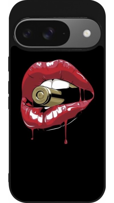 Coque Google Pixel 9 / Pixel 9 Pro - Silicone rigide noir Lips bullet