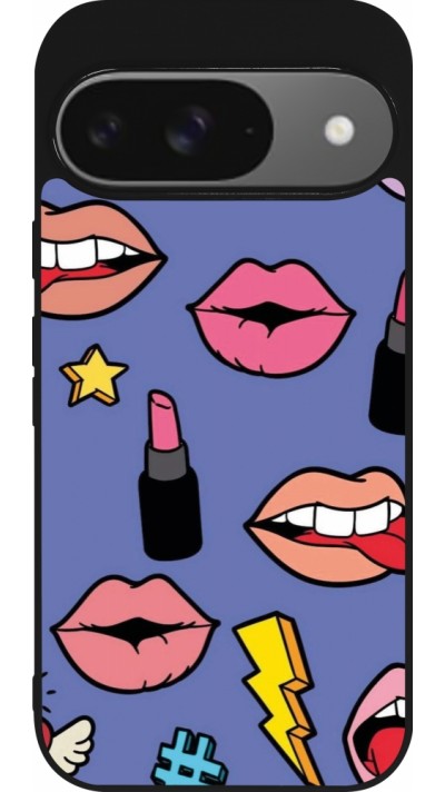 Coque Google Pixel 9 / Pixel 9 Pro - Silicone rigide noir Lips and lipgloss