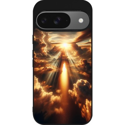 Coque Google Pixel 9 / Pixel 9 Pro - Silicone rigide noir Lueur Céleste Zenith