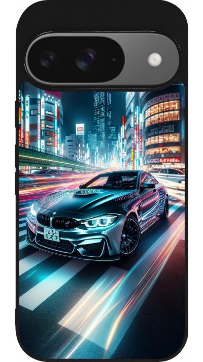 Coque Google Pixel 9 / Pixel 9 Pro - Silicone rigide noir BMW M4 Tokyo Night