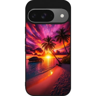 Coque Google Pixel 9 / Pixel 9 Pro - Silicone rigide noir Maldives Dusk Bliss