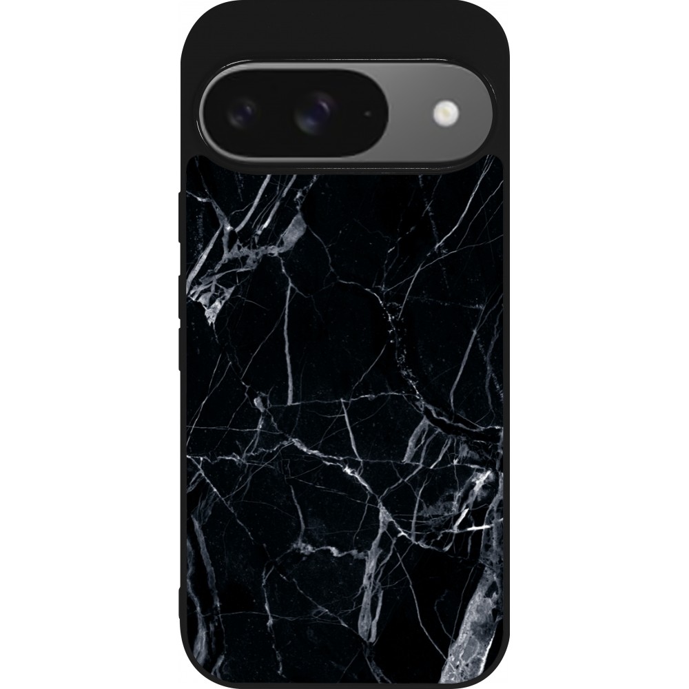 Coque Google Pixel 9 / Pixel 9 Pro - Silicone rigide noir Marble Black 01