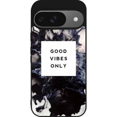 Coque Google Pixel 9 / Pixel 9 Pro - Silicone rigide noir Marble Good Vibes Only