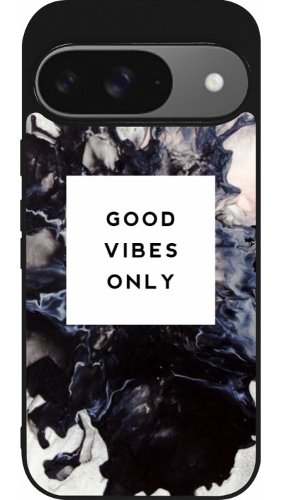 Coque Google Pixel 9 / Pixel 9 Pro - Silicone rigide noir Marble Good Vibes Only