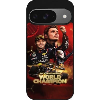 Coque Google Pixel 9 / Pixel 9 Pro - Silicone rigide noir Max Verstappen Champion 2023