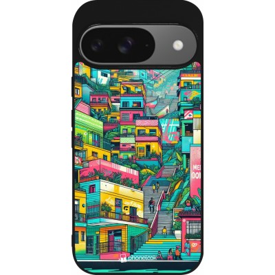 Coque Google Pixel 9 / Pixel 9 Pro - Silicone rigide noir Medellin Comuna 13 Art