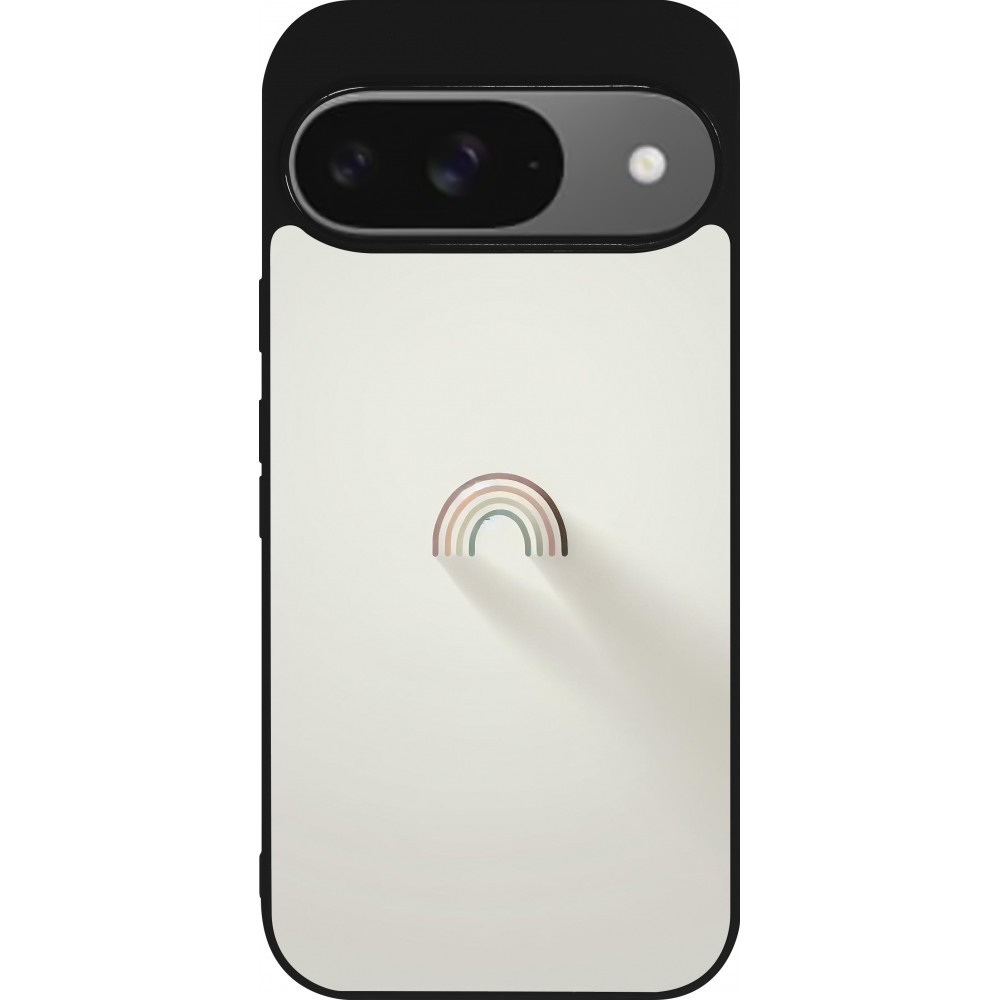 Coque Google Pixel 9 / Pixel 9 Pro - Silicone rigide noir Mini Rainbow Minimal