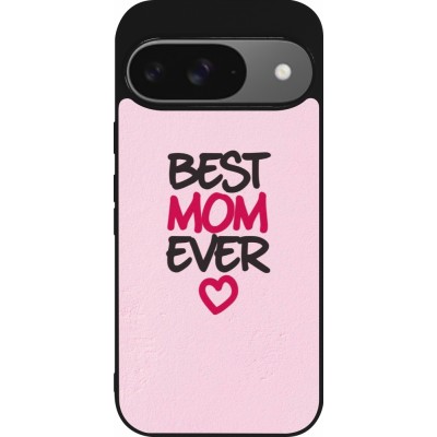 Coque Google Pixel 9 / Pixel 9 Pro - Silicone rigide noir Mom 2023 best Mom ever pink