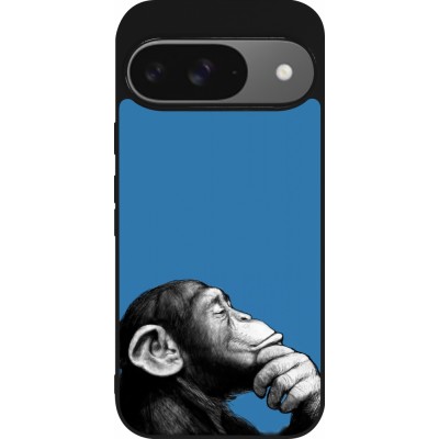 Coque Google Pixel 9 / Pixel 9 Pro - Silicone rigide noir Monkey Pop Art