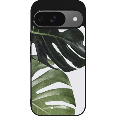 Coque Google Pixel 9 / Pixel 9 Pro - Silicone rigide noir Monstera Plant