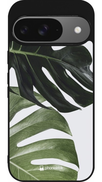 Coque Google Pixel 9 / Pixel 9 Pro - Silicone rigide noir Monstera Plant