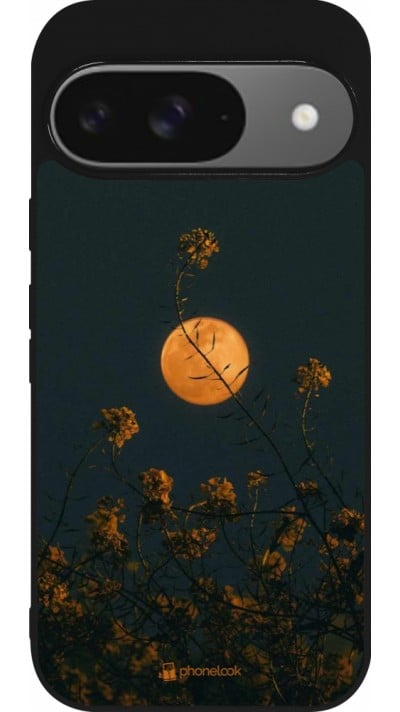 Coque Google Pixel 9 / Pixel 9 Pro - Silicone rigide noir Moon Flowers