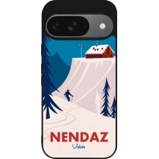 Coque Google Pixel 9 / Pixel 9 Pro - Silicone rigide noir Nendaz Cabane Ski