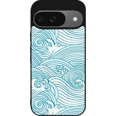 Coque Google Pixel 9 / Pixel 9 Pro - Silicone rigide noir Ocean Waves