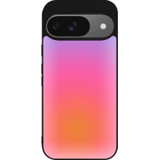 Coque Google Pixel 9 / Pixel 9 Pro - Silicone rigide noir Orange Pink Blue Gradient