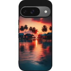 Coque Google Pixel 9 / Pixel 9 Pro - Silicone rigide noir Paradis Maldives