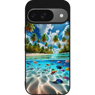 Coque Google Pixel 9 / Pixel 9 Pro - Silicone rigide noir Plage Paradis