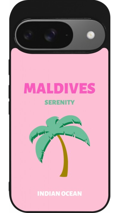 Coque Google Pixel 9 / Pixel 9 Pro - Silicone rigide noir Pop Summer Destination Maldives