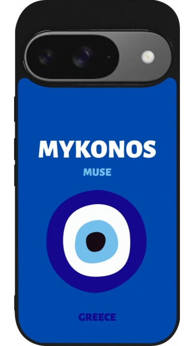 Coque Google Pixel 9 / Pixel 9 Pro - Silicone rigide noir Pop Summer Destination Mykonos