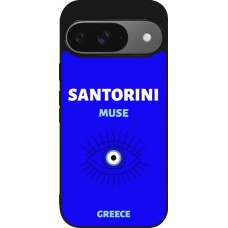 Coque Google Pixel 9 / Pixel 9 Pro - Silicone rigide noir Pop Summer Destination Santorini